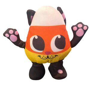 Gemmy Halloween Candy Corn Black Cat Singing Dancing Plush 6.5"